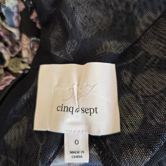 Cinq a Sept Kourt Midi Dress Printed Victorian High Neck Black Women 0 FLAWED - Picture 12 of 14